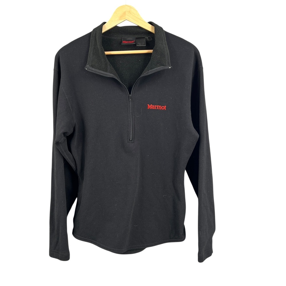 Marmot Fleece Quarter Zip Pullover Sweatshirt Black Long Sleeve Estimated Small